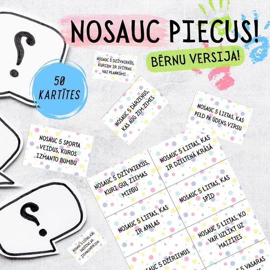 Spēle "Nosauc piecus" - bērnu versija, digitāls PDF fails